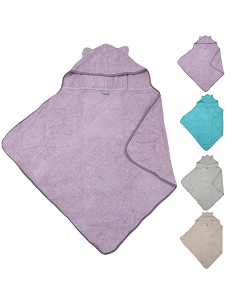 Capa de Baño Bebé con Capucha y Orejas 100% Algodón Natural 2