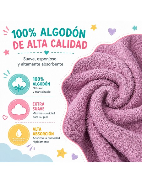 Albornoz Infantil Niña Algodón Natural 100% Capucha y Bolsillos Do Magic