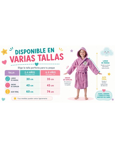 Albornoz Infantil Niña Algodón Natural 100% Capucha y Bolsillos Do Magic